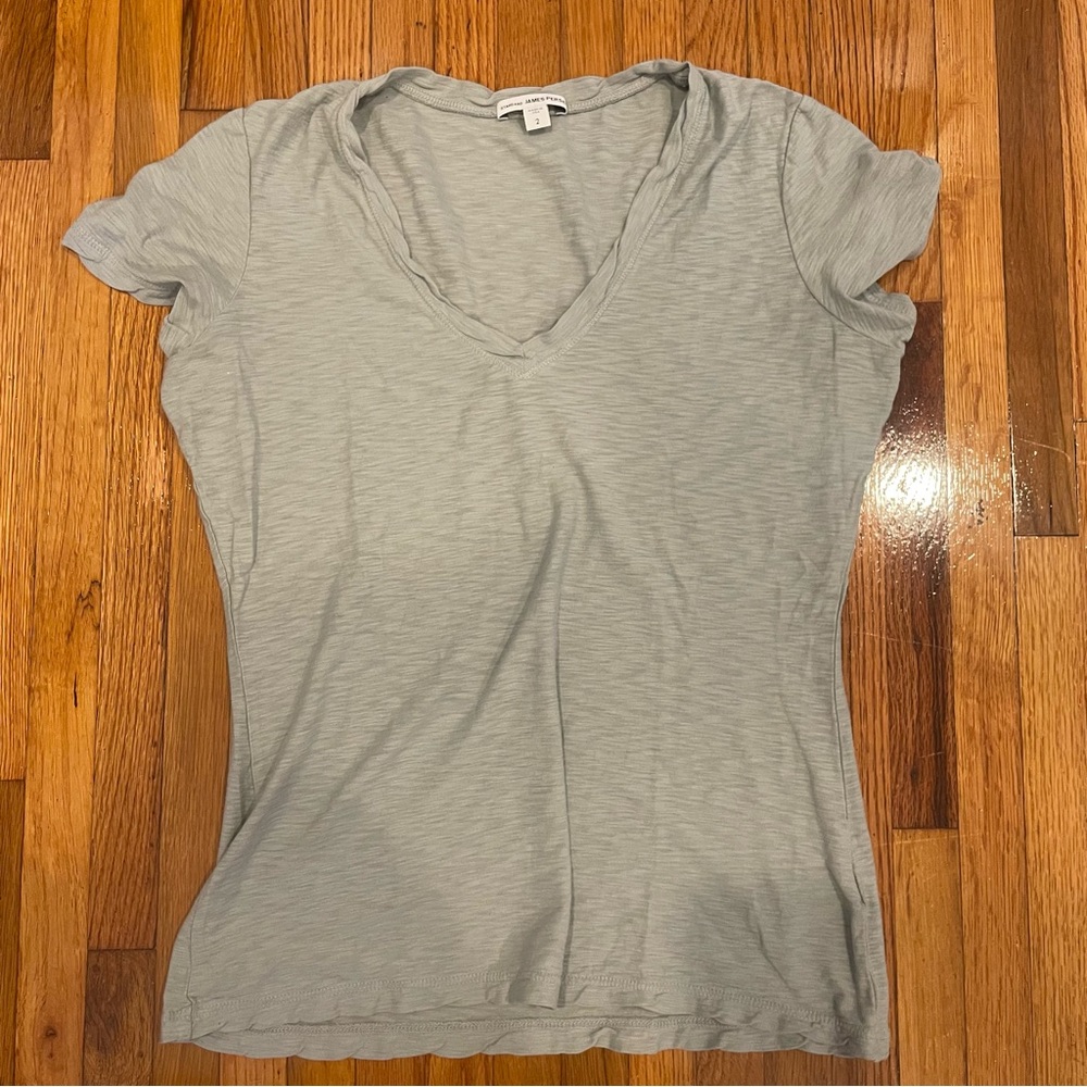 COPY - James Perse Gray Fitted Short Sleeve Tee Light Grey Size 2